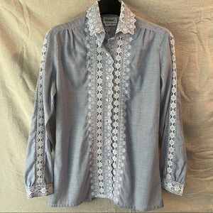 Vintage Neiman Marcus Adelaar Crochet Embroidered Shirt